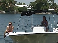 Mature cougar lesbian couple Prinzzess and Anita Dark on a yacht