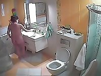 In the toilet to clean wife