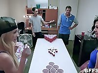 Three insatiable nasty chicks are fucked by horny guys at the party