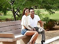 Beautiful babe Avery Moon is making love with her new BF on the first date