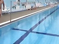 ?????? outdoor undressed joy at swim pool