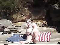 bare large fellow at beach