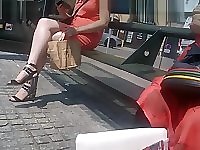 Sexy legs waiting for the bus