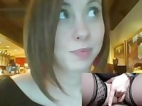 fingers pussy in restaurant