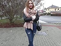 Lovely babe Sophie Luuna is fucked by horny stranger early in the morning