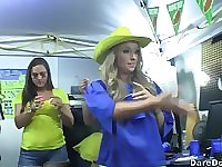 Harley Jade and another girl take turns at fucking with a friend