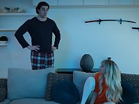 Skinny babe gets roughly fucked by her horny step brother