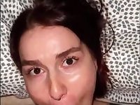 Amateur couple homemade fuck and cum on Face redhead wife