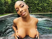 Aamazing outdoors interracial sex in the pool with hot Jaymee Green