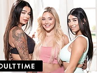 Two Curvy Chicks in Threesome With their Curvy Yoga Instructor