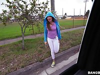 Adorable amateur Elena Kushka gives a BJ and gets fucked in doggy