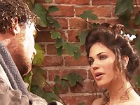 Retro video of a hot brunette Faith Leon giving head and having sex