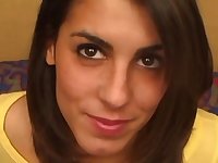 Appetizing teenager dark haired who loves to deepthroat ginormous lollipops is providing a POINT OF VIEW oral pleasure to a neighbor