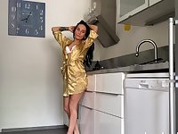 Naughty Czech babe Lexi Dona drops her panties in the kitchen