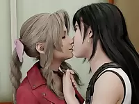 Aerith and Tifa Lesbian Threesome - Pussy Licking & Doggystyle Fun